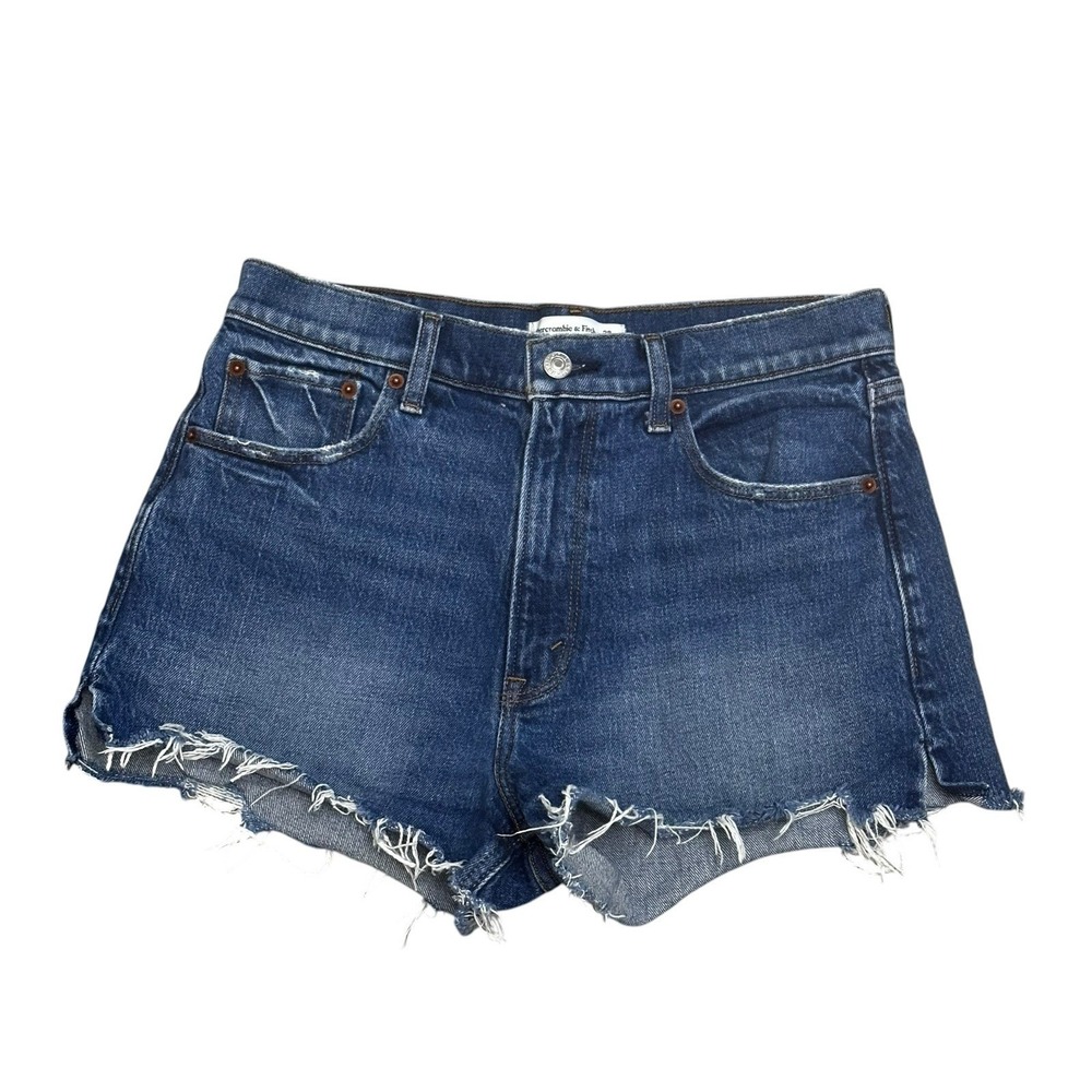 Abercrombie & Fitch The Mom Short High Rise Blue Denim Mom Shorts‎ Size 28